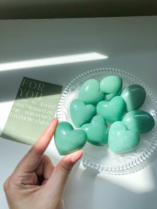 Green Aventurine Heart and Palm