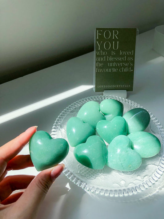 Green Aventurine Heart and Palm