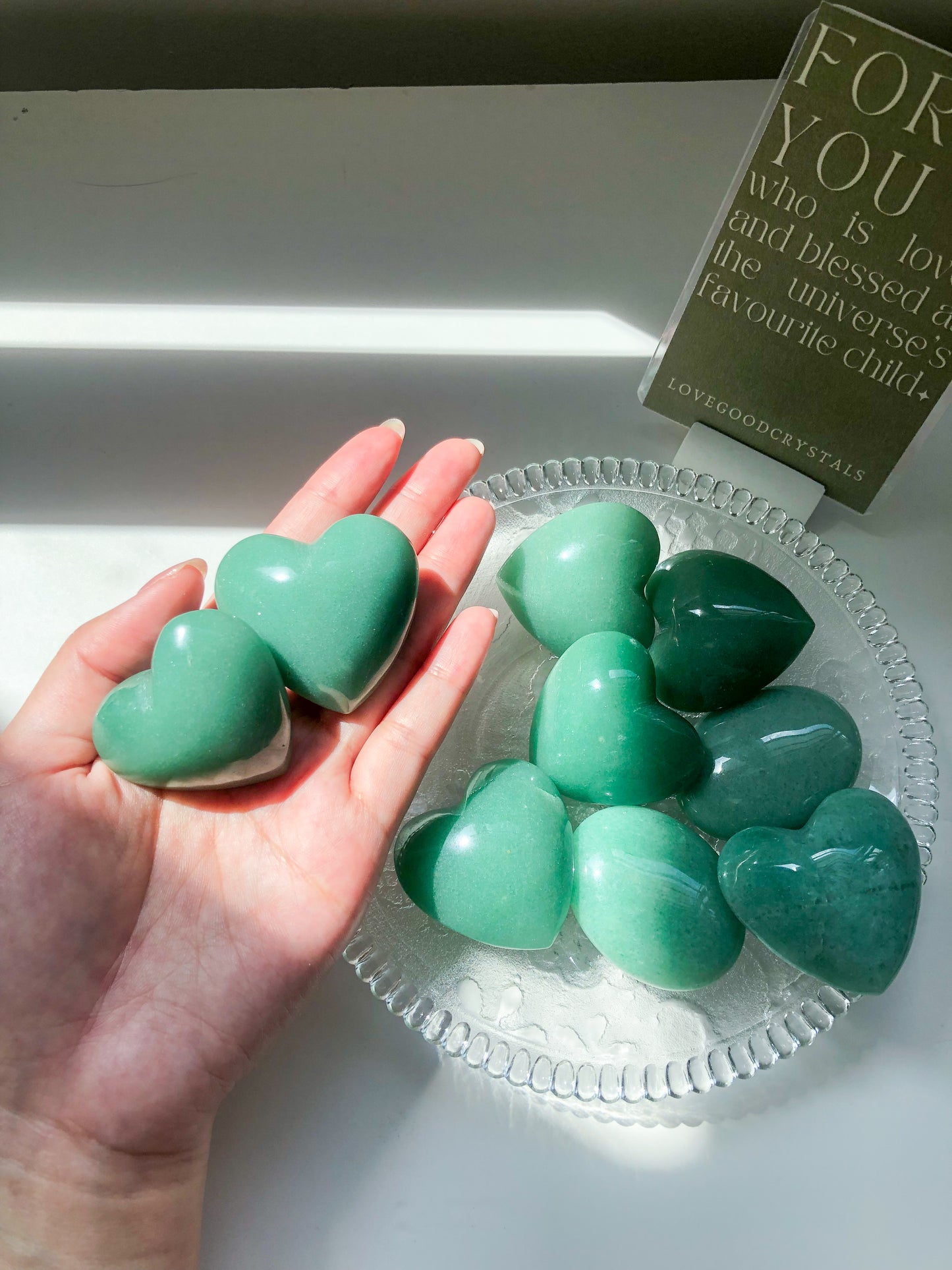 Green Aventurine Heart and Palm