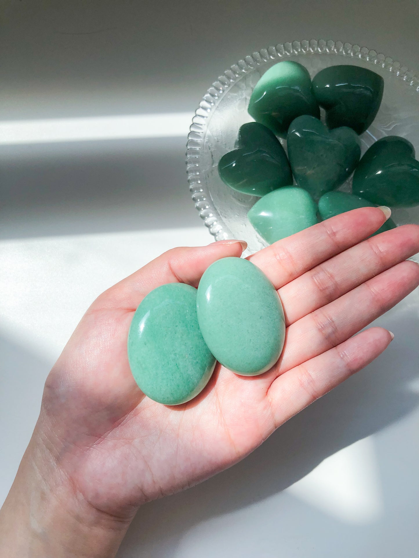 Green Aventurine Heart and Palm