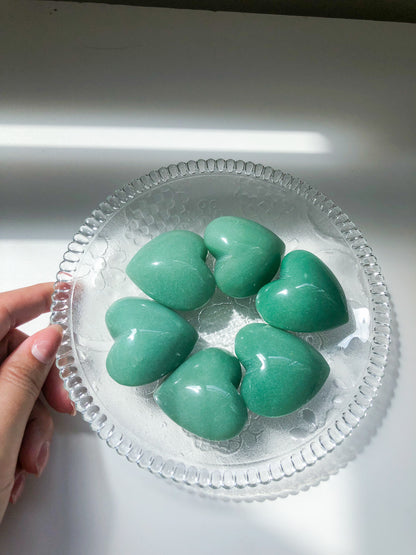 Green Aventurine Heart and Palm