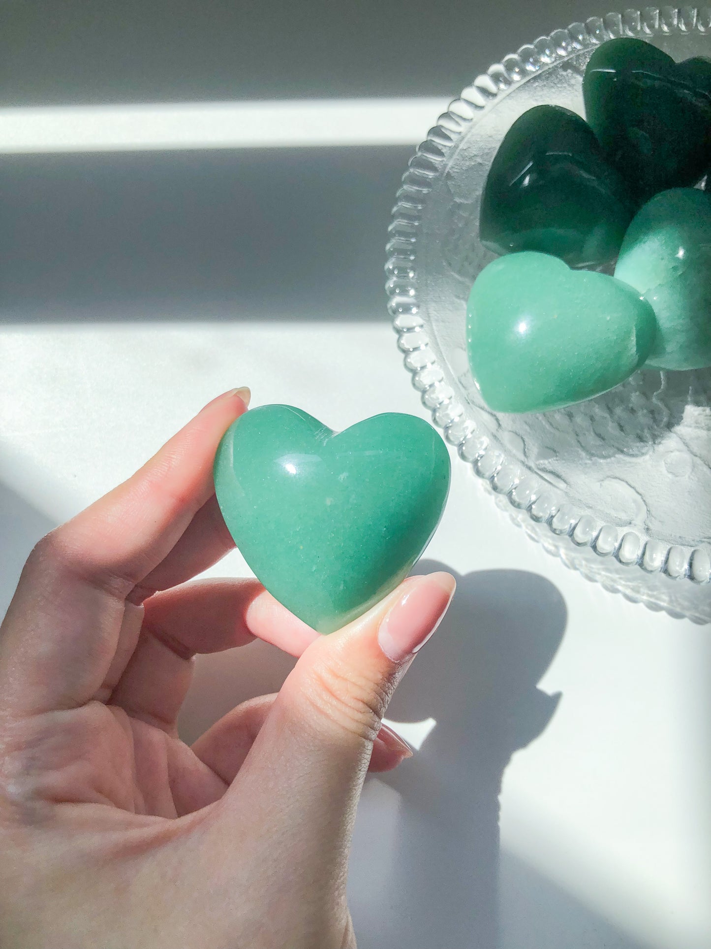 Green Aventurine Heart and Palm