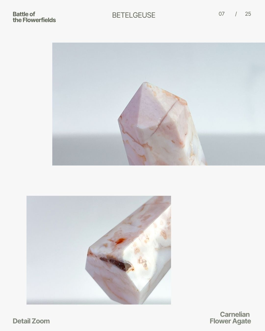 Collage of the details on this Carnelian Flower Agate tower