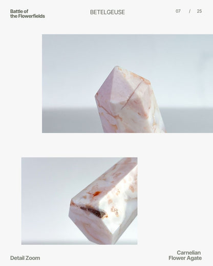 Collage of the details on this Carnelian Flower Agate tower