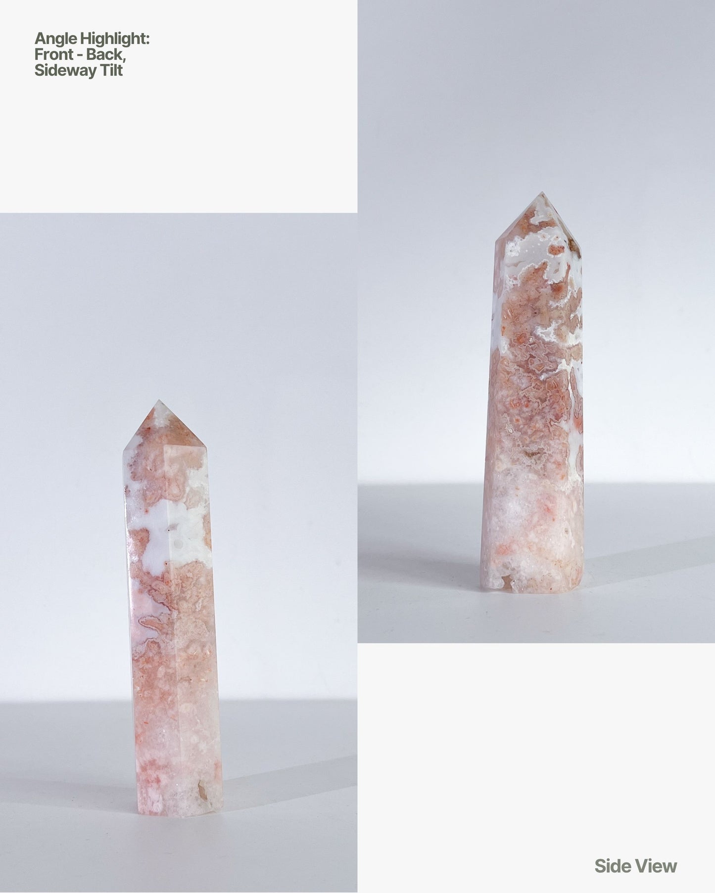 Full studio shot on white background, highlighting the tower’s slender, feminine silhouette.