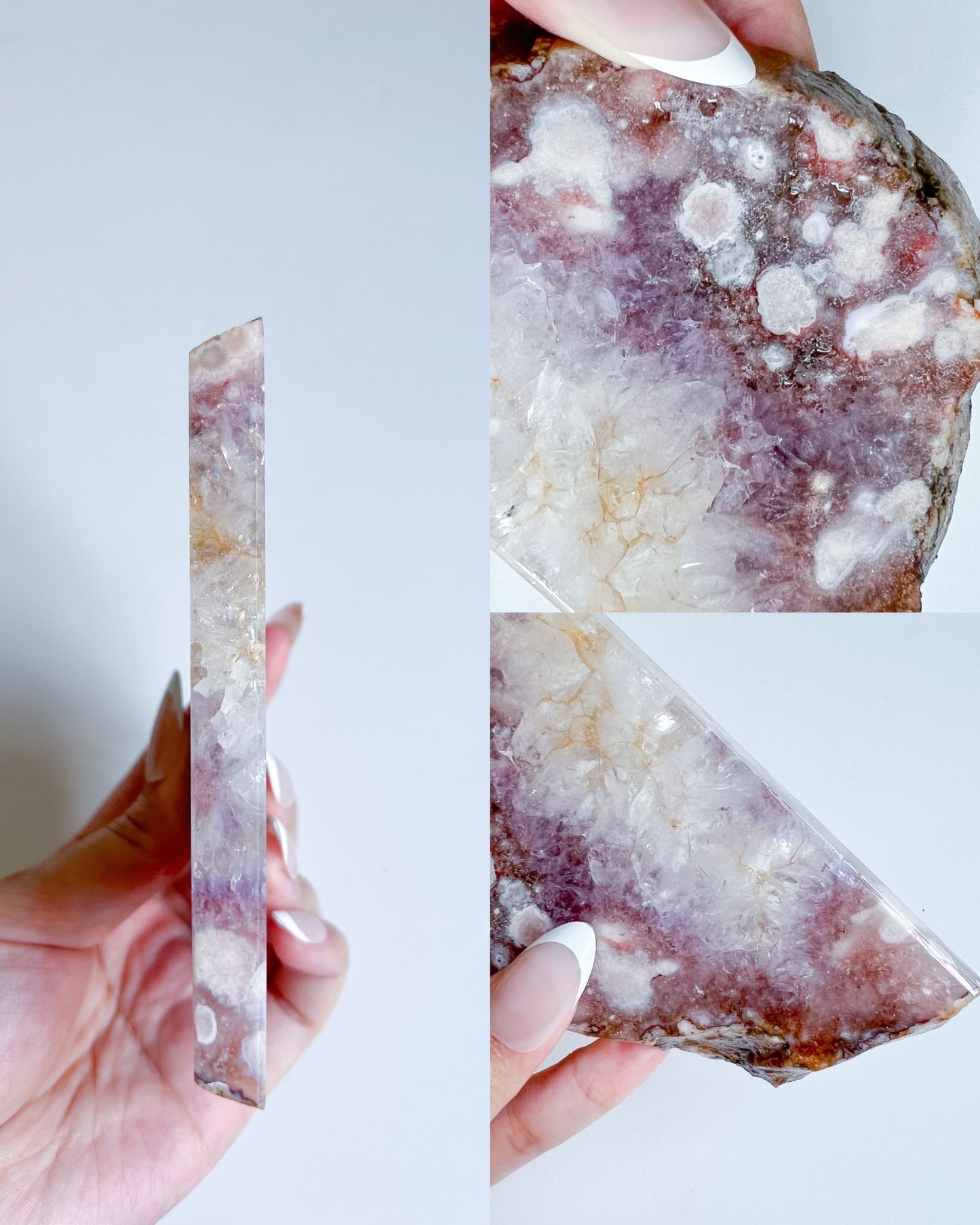 Side profile, close-up, and angled shots of Avery slab with intricate crystal texture