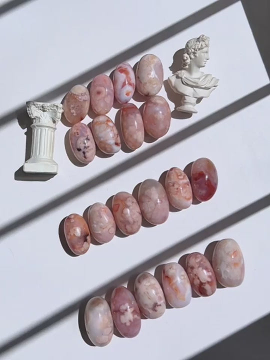 Video of 8 Carnelian Flower Agate tumbles / shiva lingam by LOVEGOODCRYSTALS