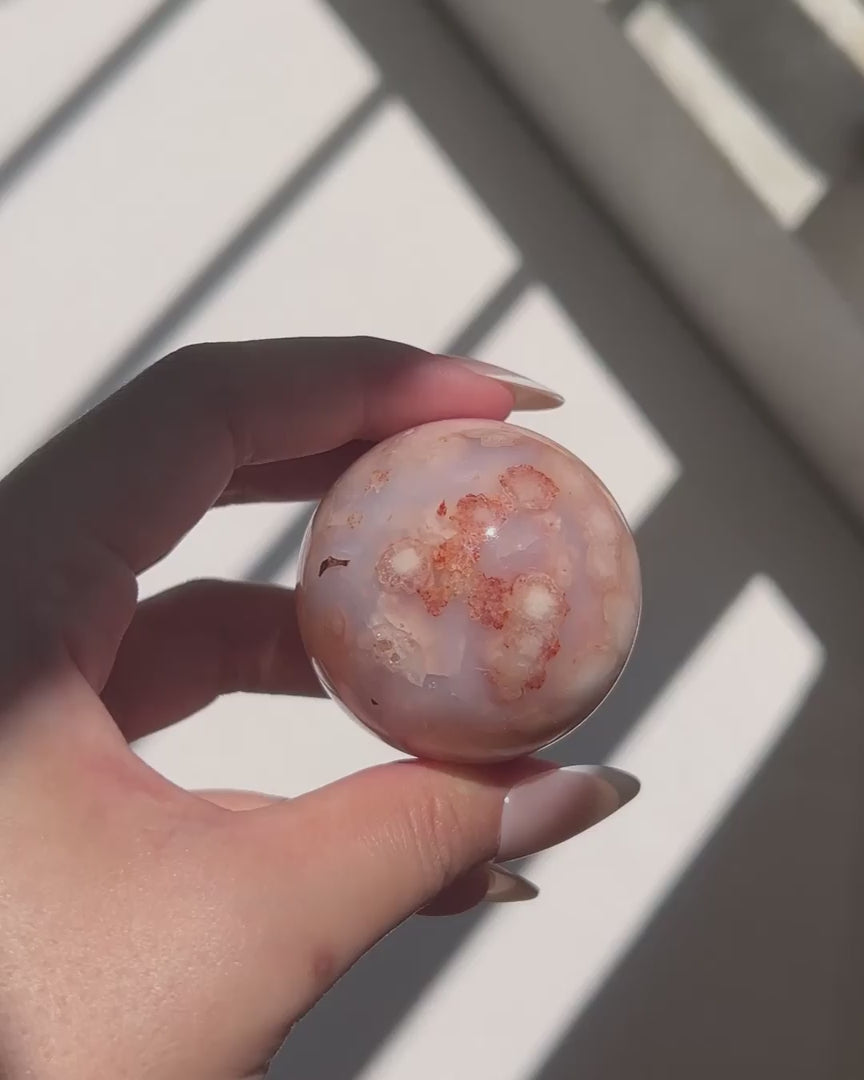 Video of Carnelian Agate Sphere Ume in sunlight